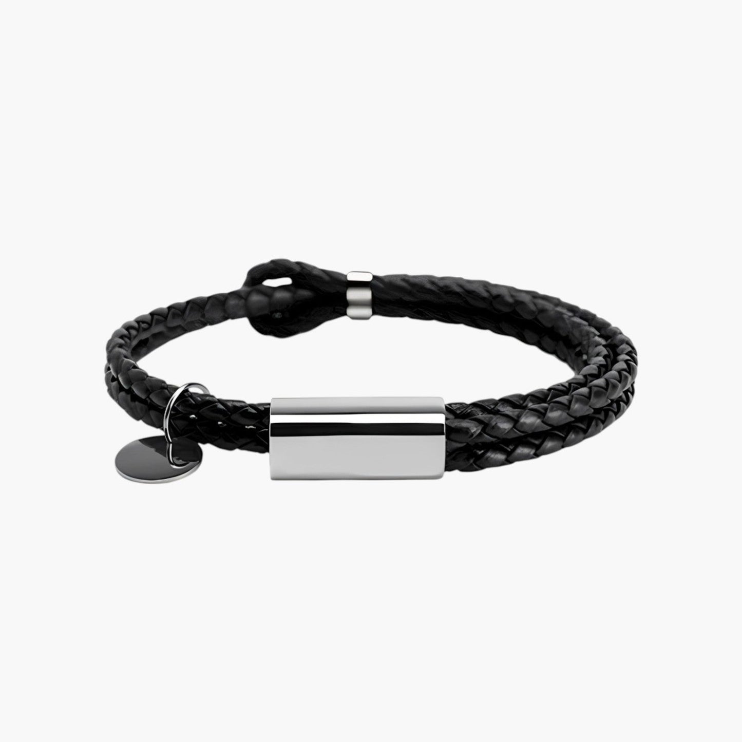 Pulseira de Couro Trançado Duplo Personalizável
