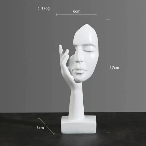 Abstract Face & Hand Resin Sculpture – Modern Home Décor Accent