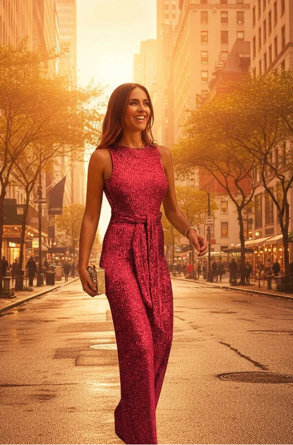 ✨ Glamorous Sequin Sleeveless Jumpsuit – Backless Elegance