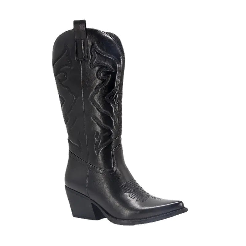 Vintage Chunky Heel Knee-High Cowboy Boots