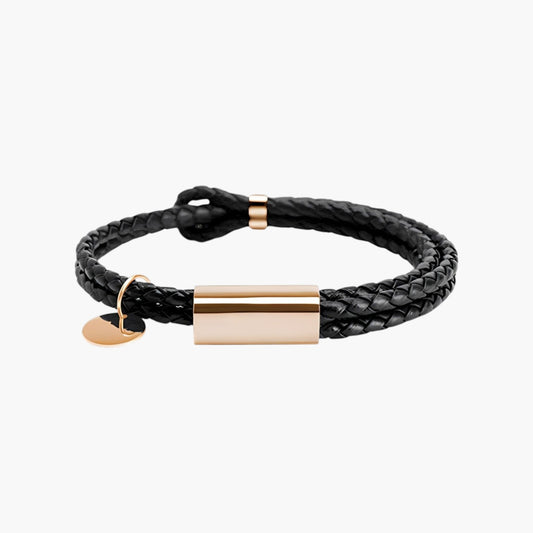 Pulseira de Couro Trançado Duplo Personalizável