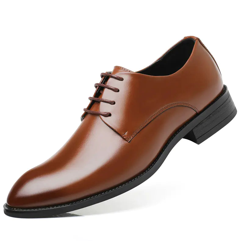 Classic Leather Derby Business Shoes for Men – Genuine Cowhide & Comfort Grip