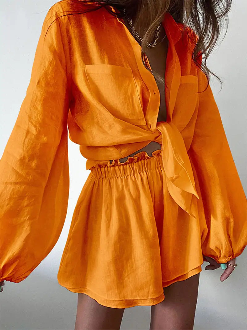 Linen Shirt and Shorts Set