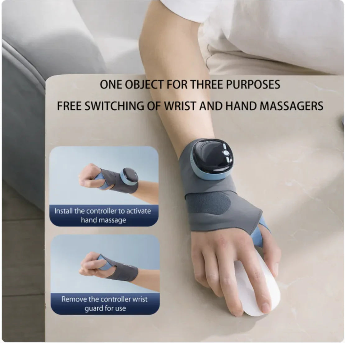 Heated EMS Wrist Massager & Support Brace – Rechargeable Wristband