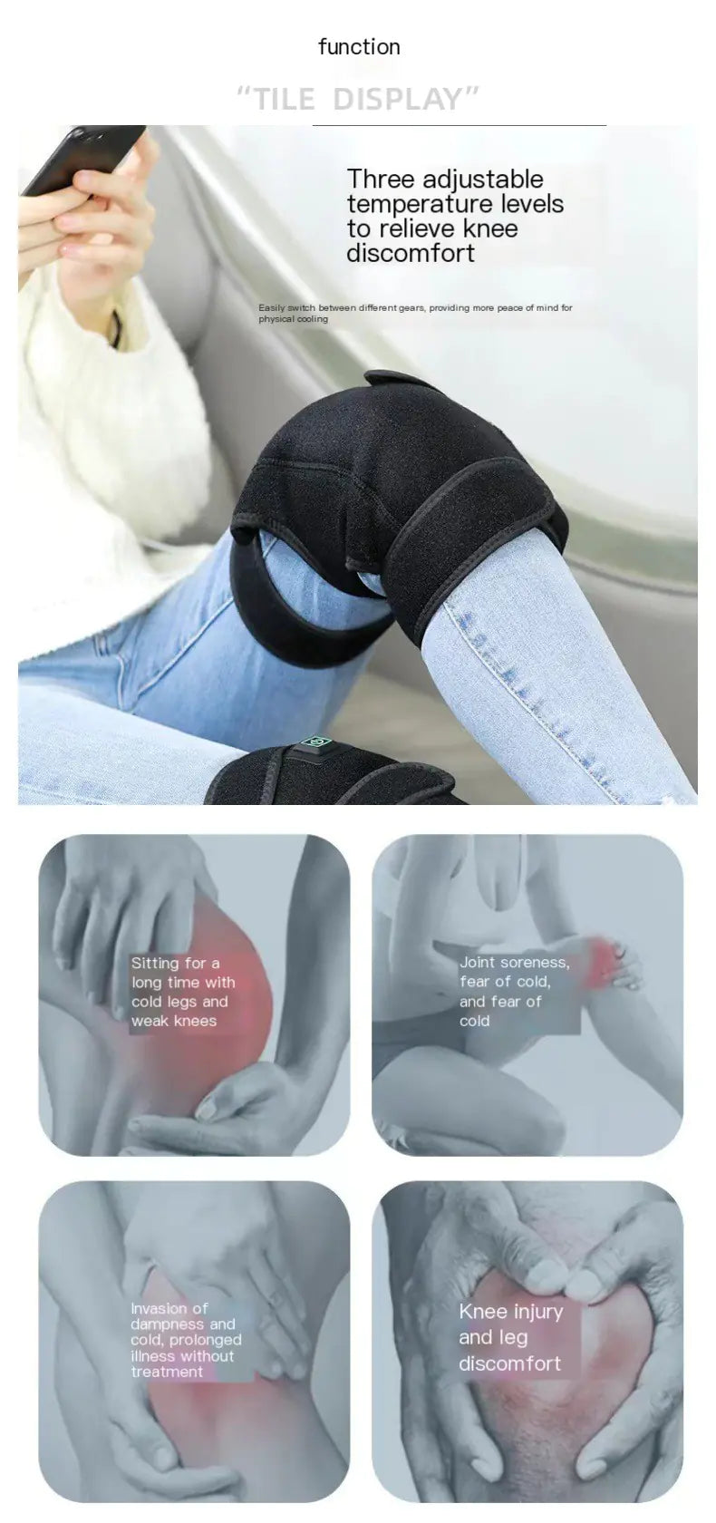 Smart USB Heated Knee Pads – Adjustable Warming Brace for Pain Relief & Cold Weather Comfort