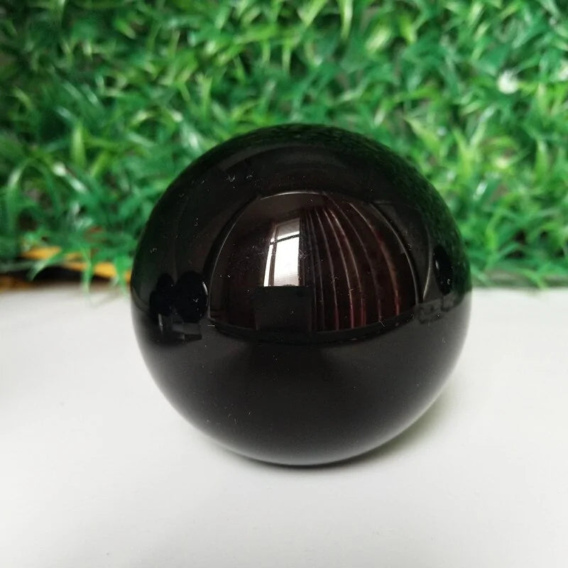 Natural Obsidian Crystal Ball – Black Stone Sphere for Home & Desk Décor