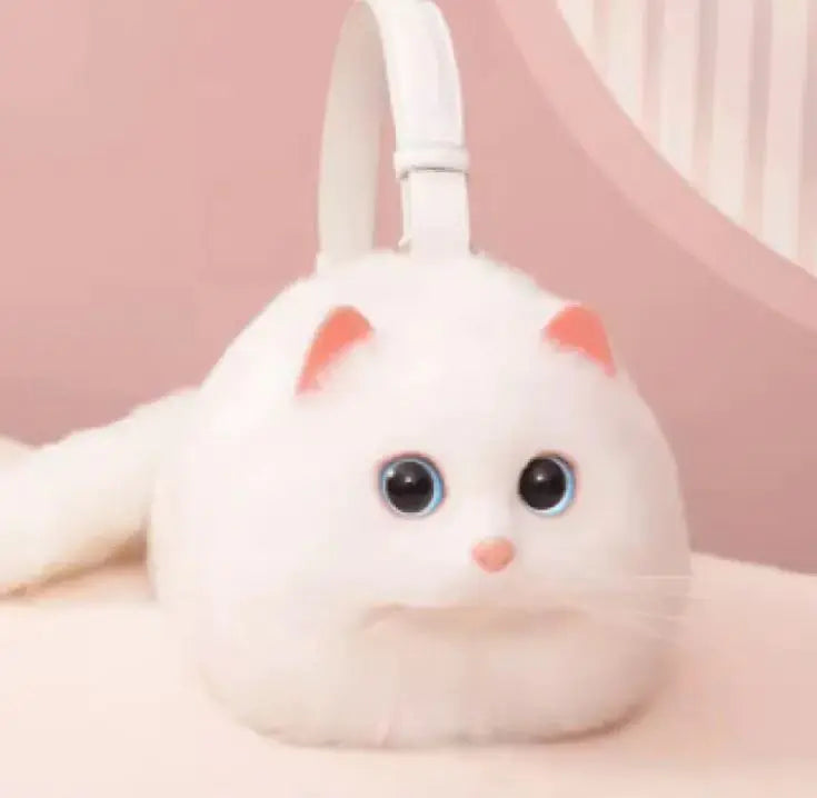 Handmade Plush Cat Shoulder Bag – Fluffy Crossbody Purse for Cat Lovers