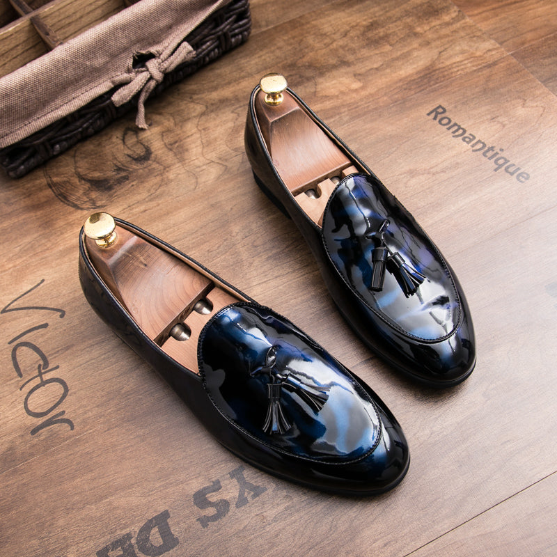 🖤 Premium Patent Leather Tassel Loafers – Men’s Formal & Casual Dress Shoes