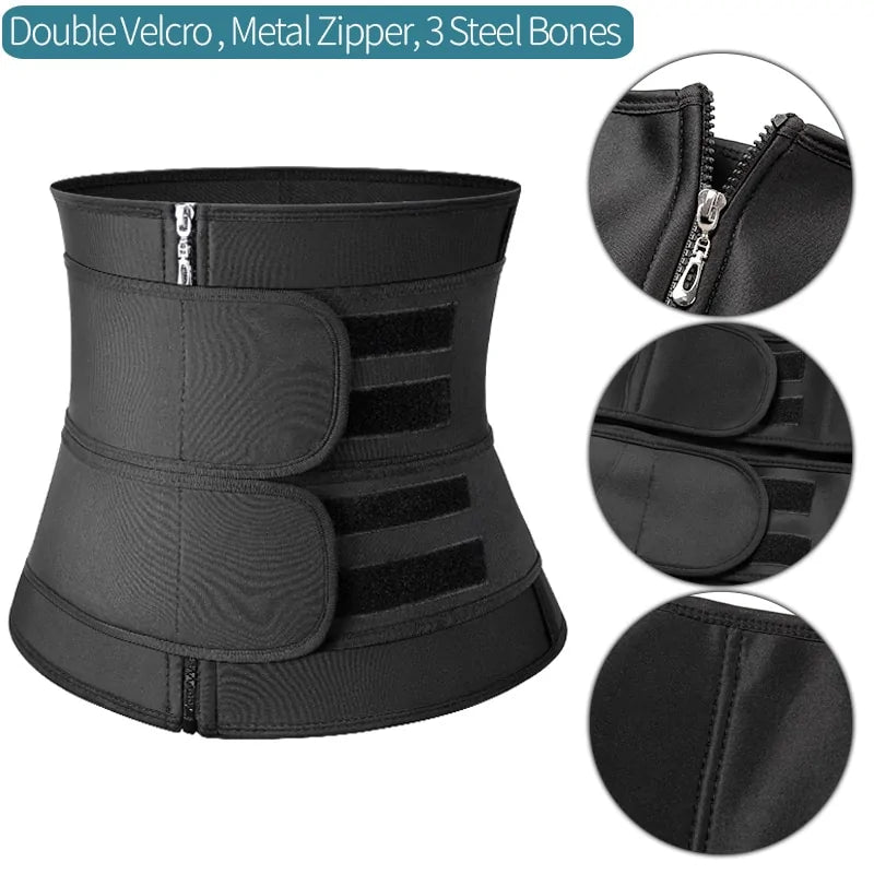 Steel-Boned Waist Trainer Belt – Adjustable Double Compression Shaper