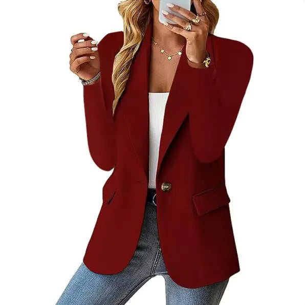 Tailored Women’s Blazer – Classic Business Casual Single-Breasted Jacket