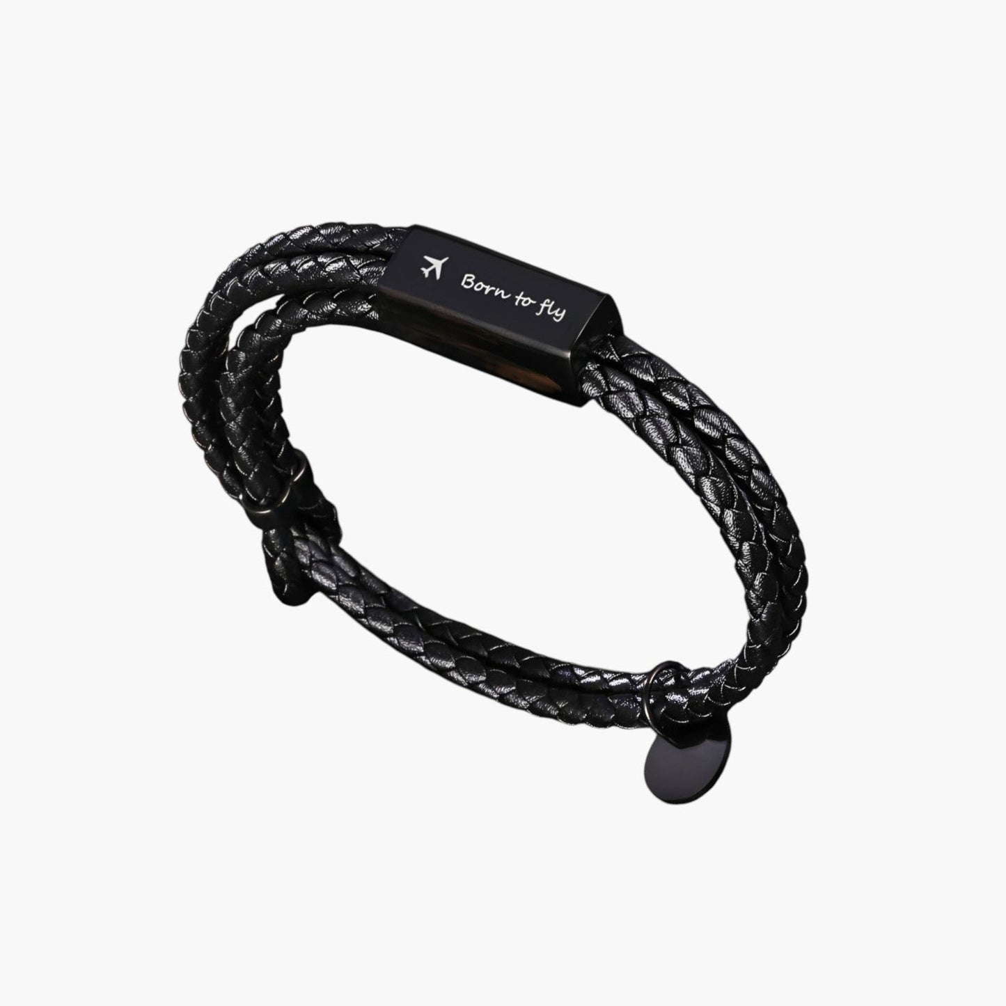Pulseira de Couro Trançado Duplo Personalizável