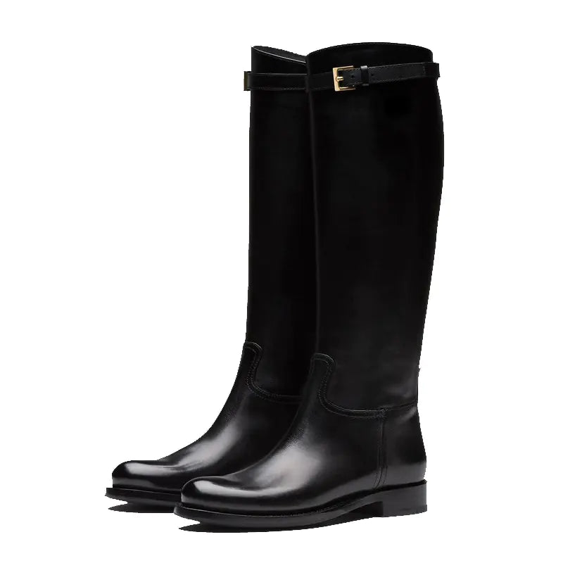 Vintage Round Toe Embossed Casual Flat Boots