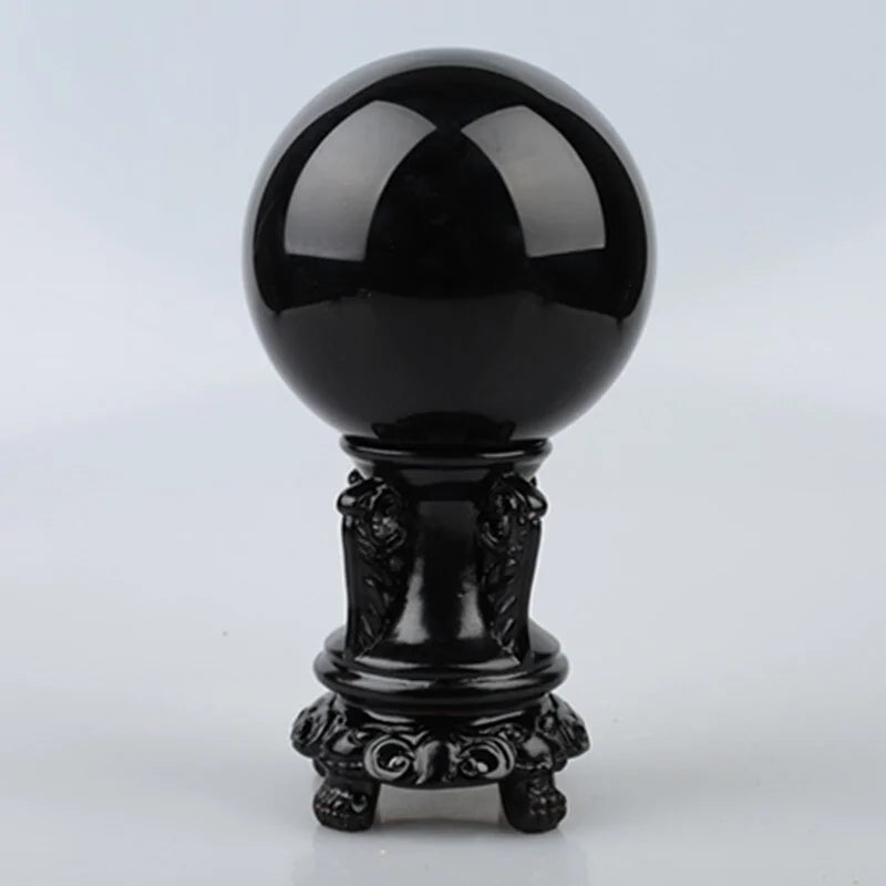 Natural Obsidian Crystal Ball – Black Stone Sphere for Home & Desk Décor