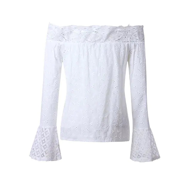 Summer Sexy White Lace Blouse