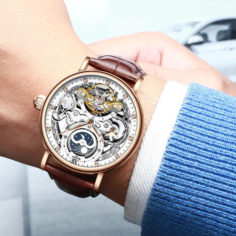 Swiss Mechanical Watch, Waterproof Dual Time, Men's Watch