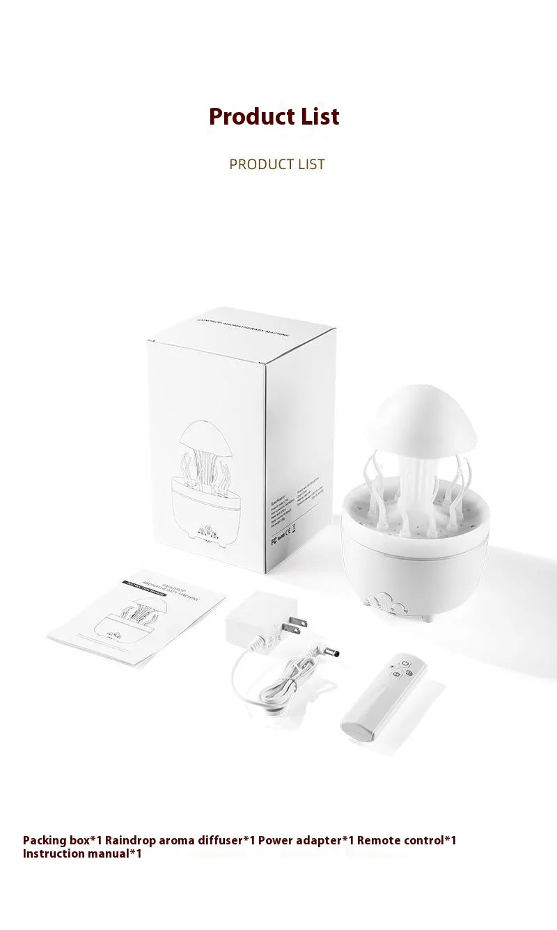 Color-Changing Jellyfish Aroma Diffuser & Humidifier – Rotating Water Drop Night Lamp