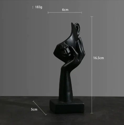 Abstract Face & Hand Resin Sculpture – Modern Home Décor Accent