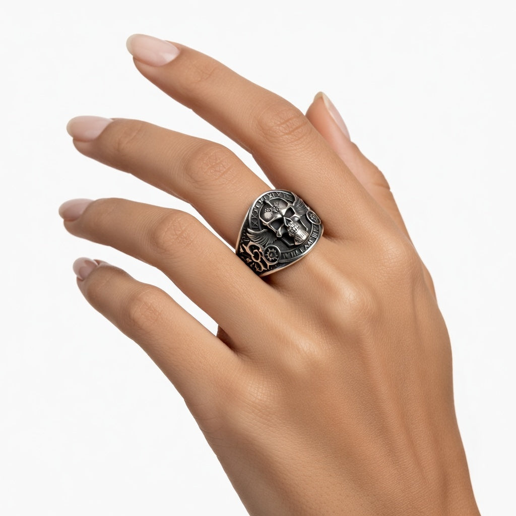 Anel Skull em Aço Inoxidável 316L