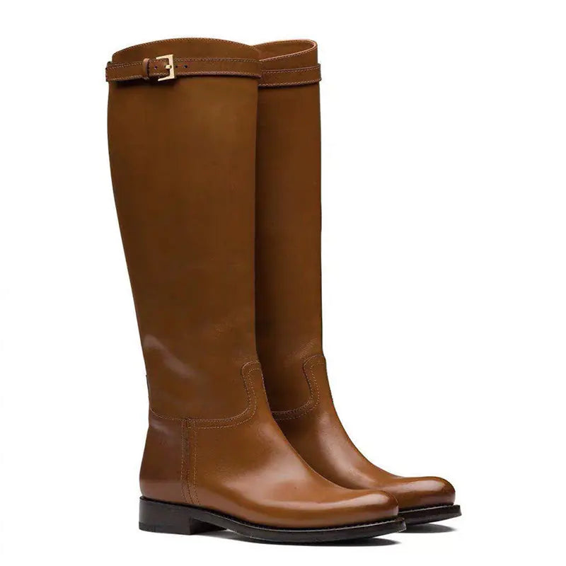 Vintage Round Toe Embossed Casual Flat Boots