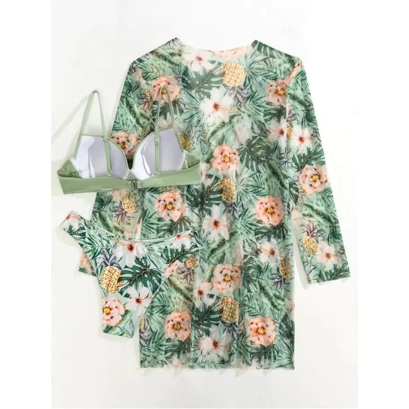 Three-piece Floral Bikini Set