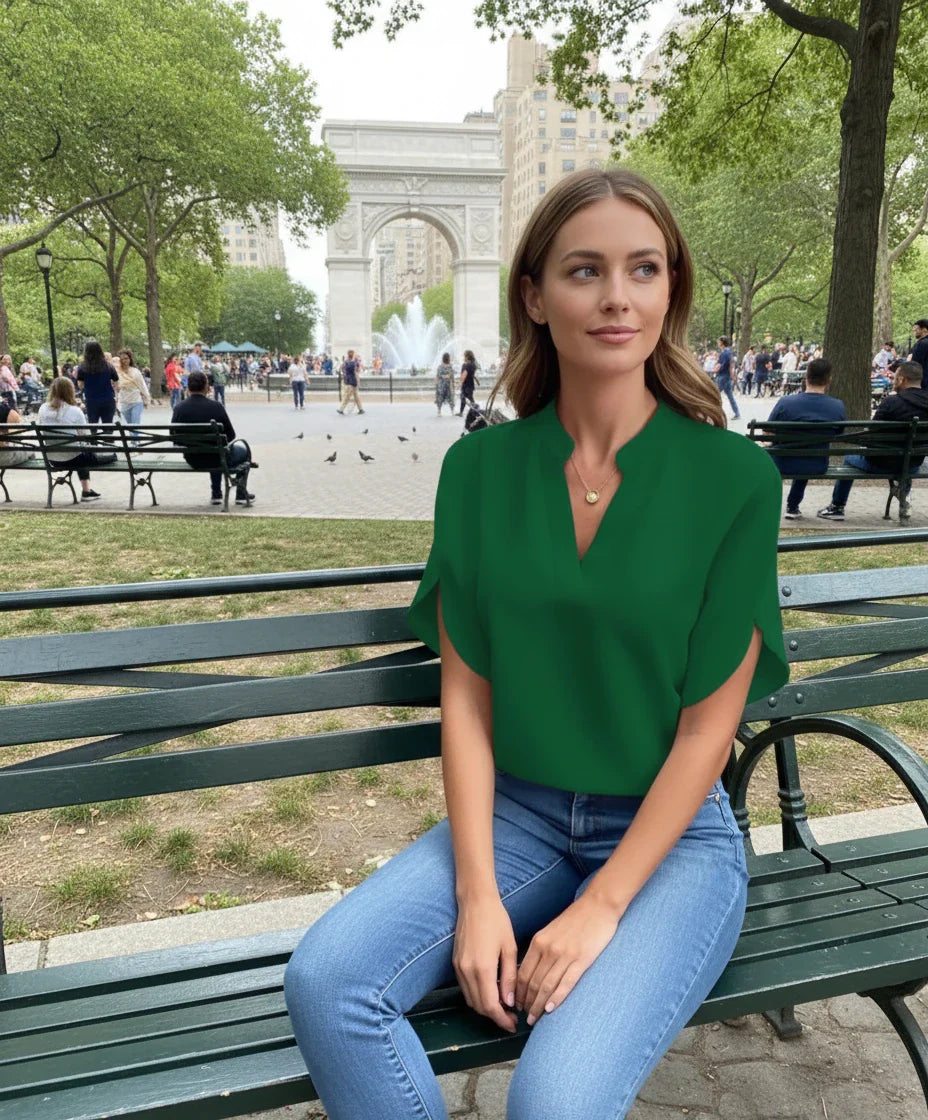 Timeless V-Neck Blouse – Short Sleeve Top