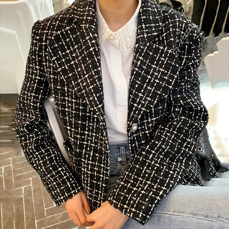 Chic Vintage Pearl Button Oversized Jacket