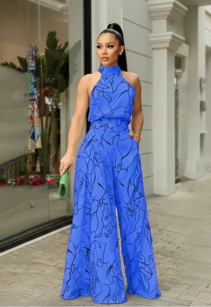 Halter Neck Sleeveless Jumpsuit – Bold Summer Style