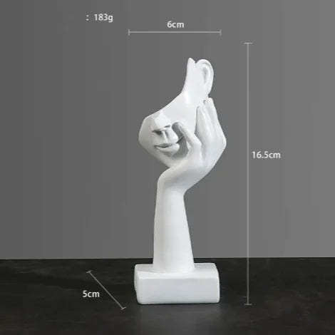 Abstract Face & Hand Resin Sculpture – Modern Home Décor Accent