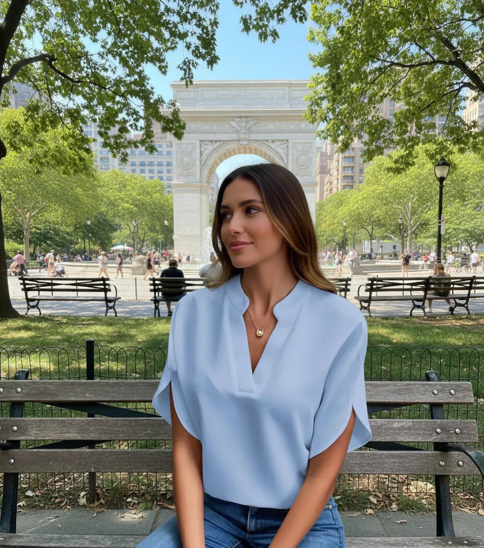 Timeless V-Neck Blouse – Short Sleeve Top