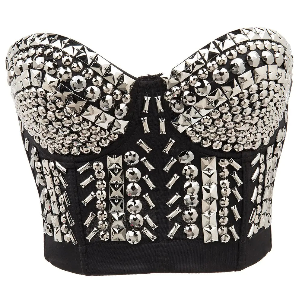 🖤 Luxe Beaded Bustier Top – Statement Studded Glam 🖤
