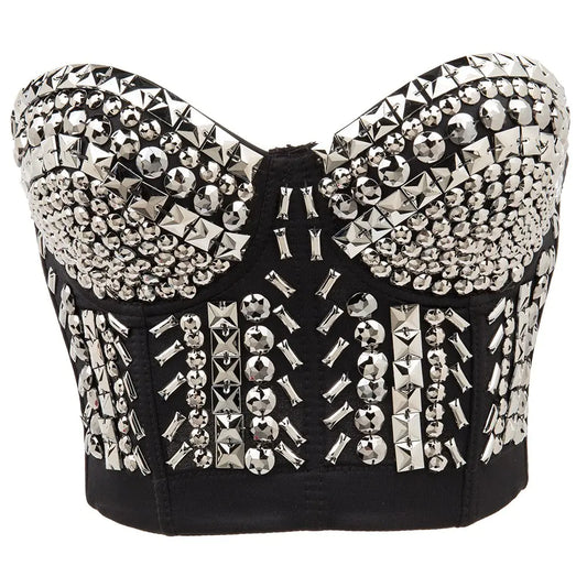 🖤 Luxe Beaded Bustier Top – Statement Studded Glam 🖤