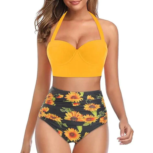 Sunflower High-Waist Bikini Set