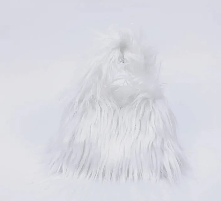 Faux Fur Statement Clutch – Fluffy Triangle Handbag
