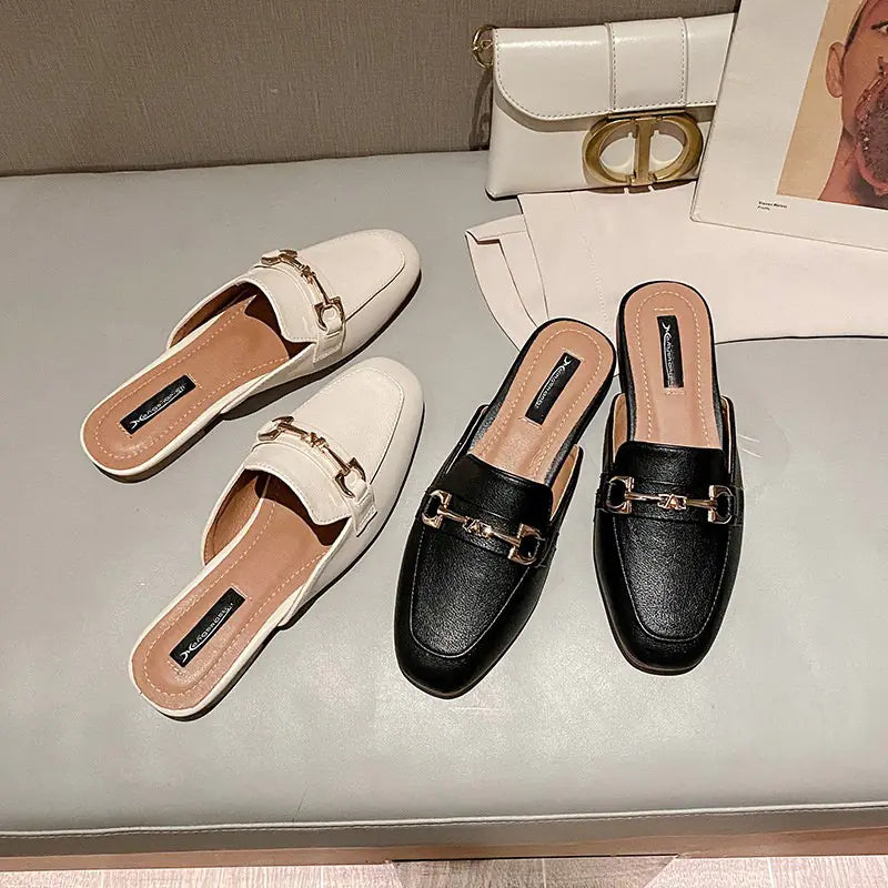 Backless Slippers Flat Sandals