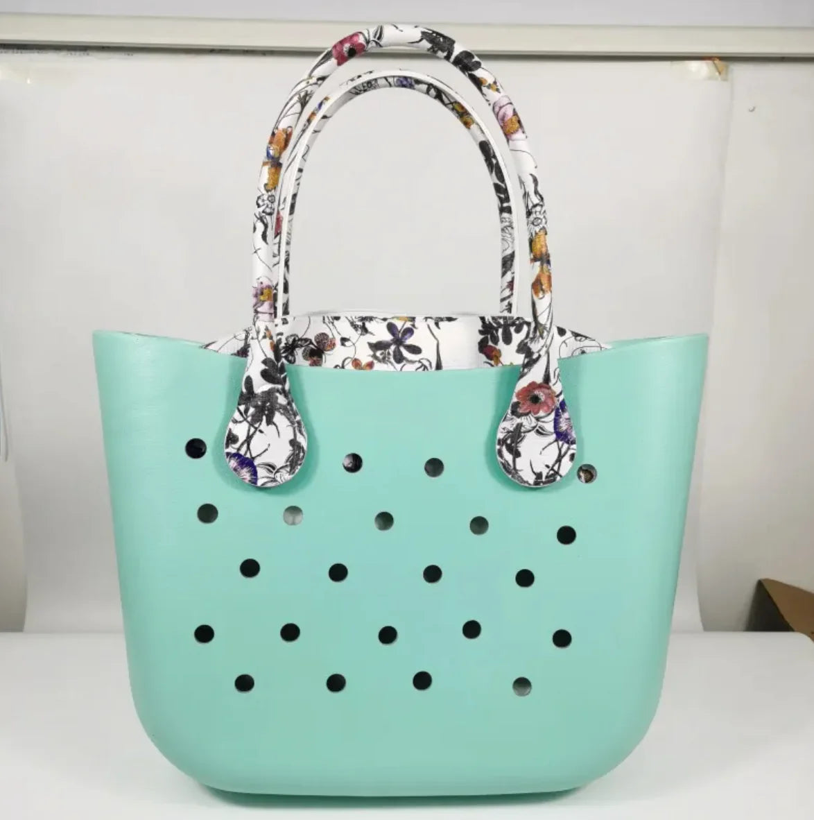 Candy Color PU Tote Handbag – Women’s Floral Lined Shopping & Beach Bag