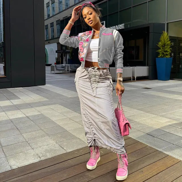 Women's Embroidered Baseball Jacket