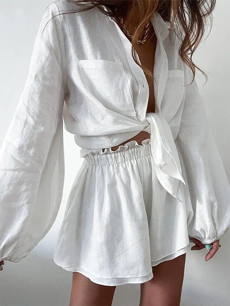 Linen Shirt and Shorts Set