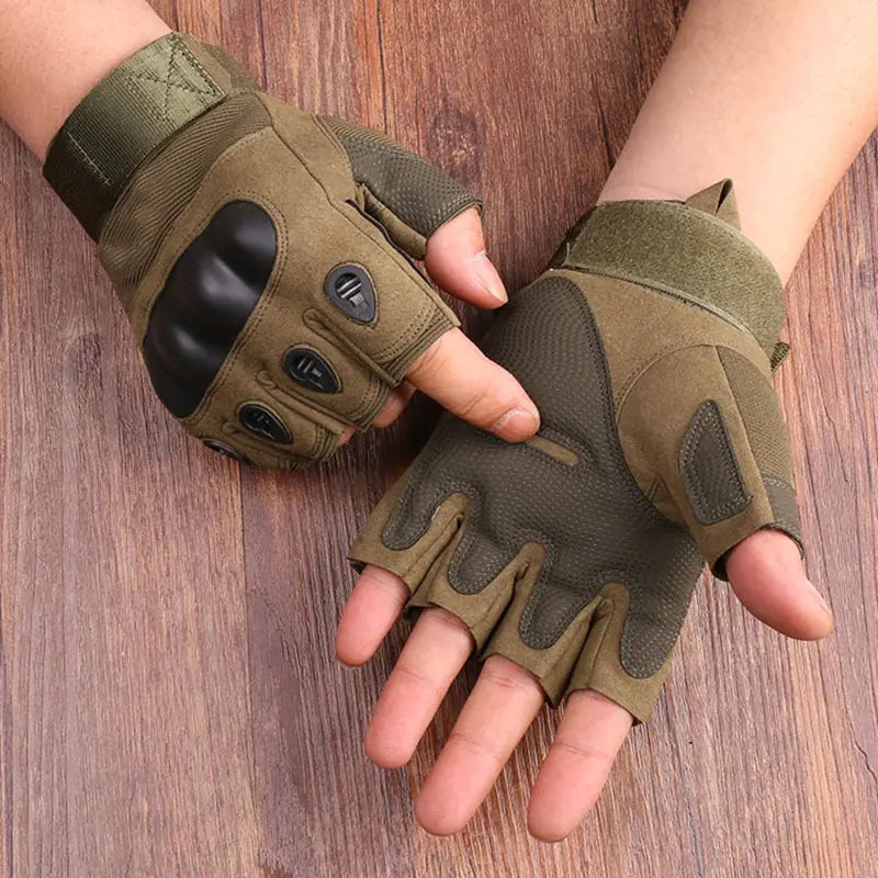 Men’s Half-Finger Tactical Outdoor Gloves – Anti-Slip Protective Grip