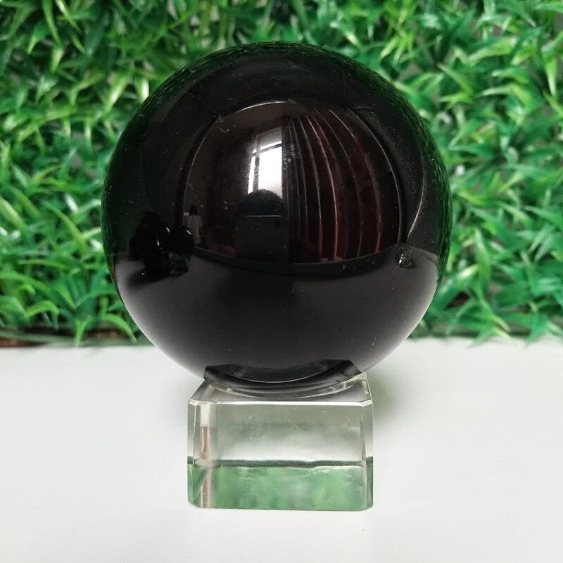 Natural Obsidian Crystal Ball – Black Stone Sphere for Home & Desk Décor