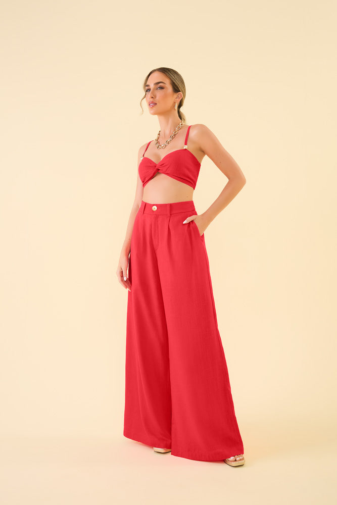 Top vermelho linho