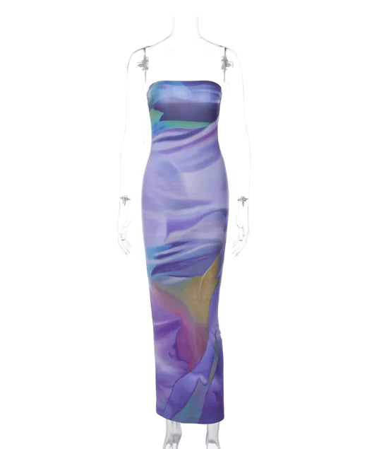 Floral Spaghetti Strap Maxi Dress – Slim Fit Summer Dress