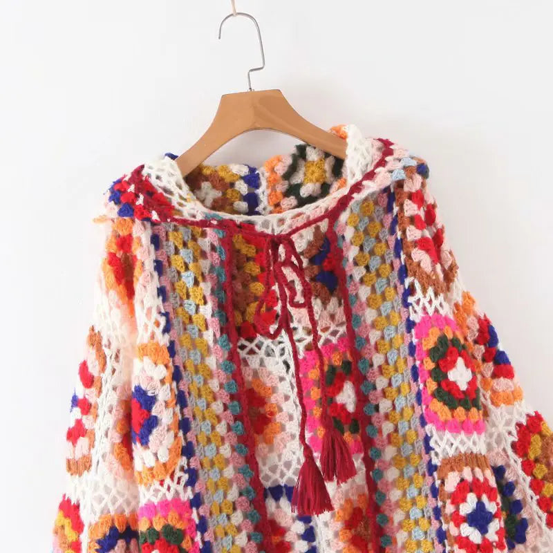 Handmade Crochet Hooded Coat for Women