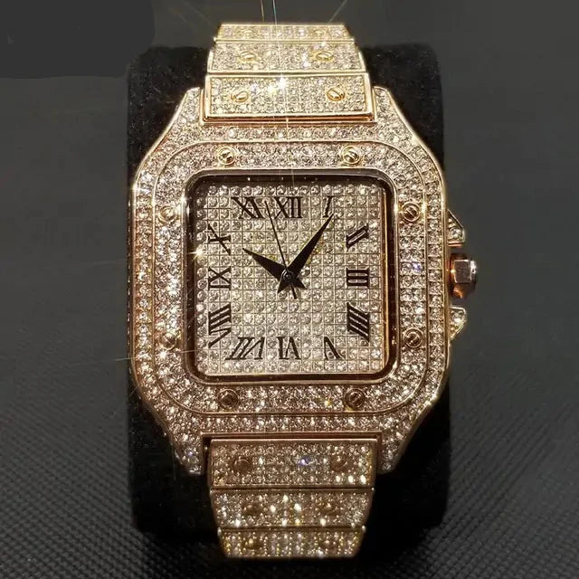 Swiss Geneva Diamond Watch – Stainless Steel Quartz Luxury Timepiece