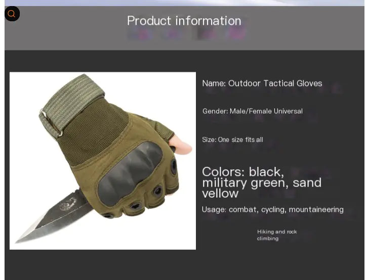 Men’s Half-Finger Tactical Outdoor Gloves – Anti-Slip Protective Grip