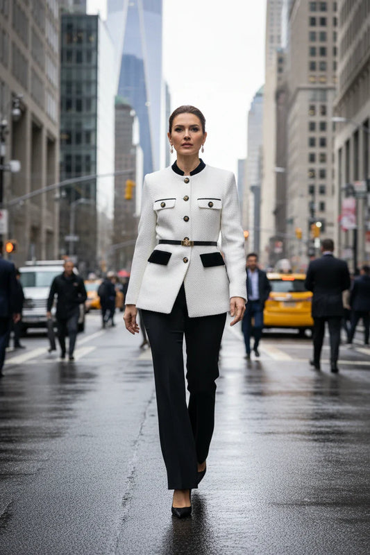Women’s Structured Belted Blazer – Tailored Jacket