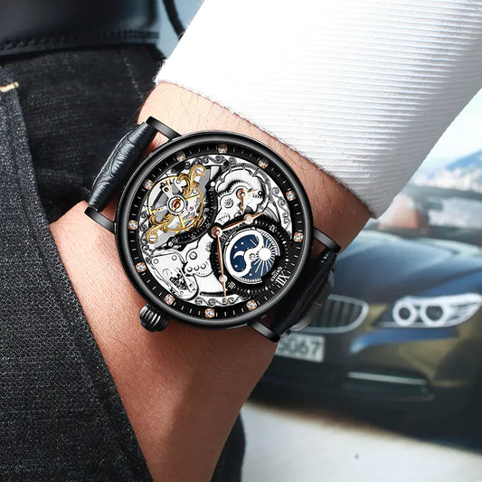 Swiss Mechanical Watch, Waterproof Dual Time, Men's Watch