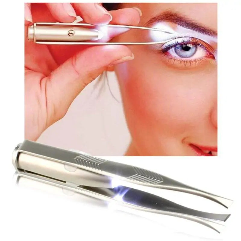 LED Precision Eyebrow Tweezers – Stainless Steel Lighted Hair Remover
