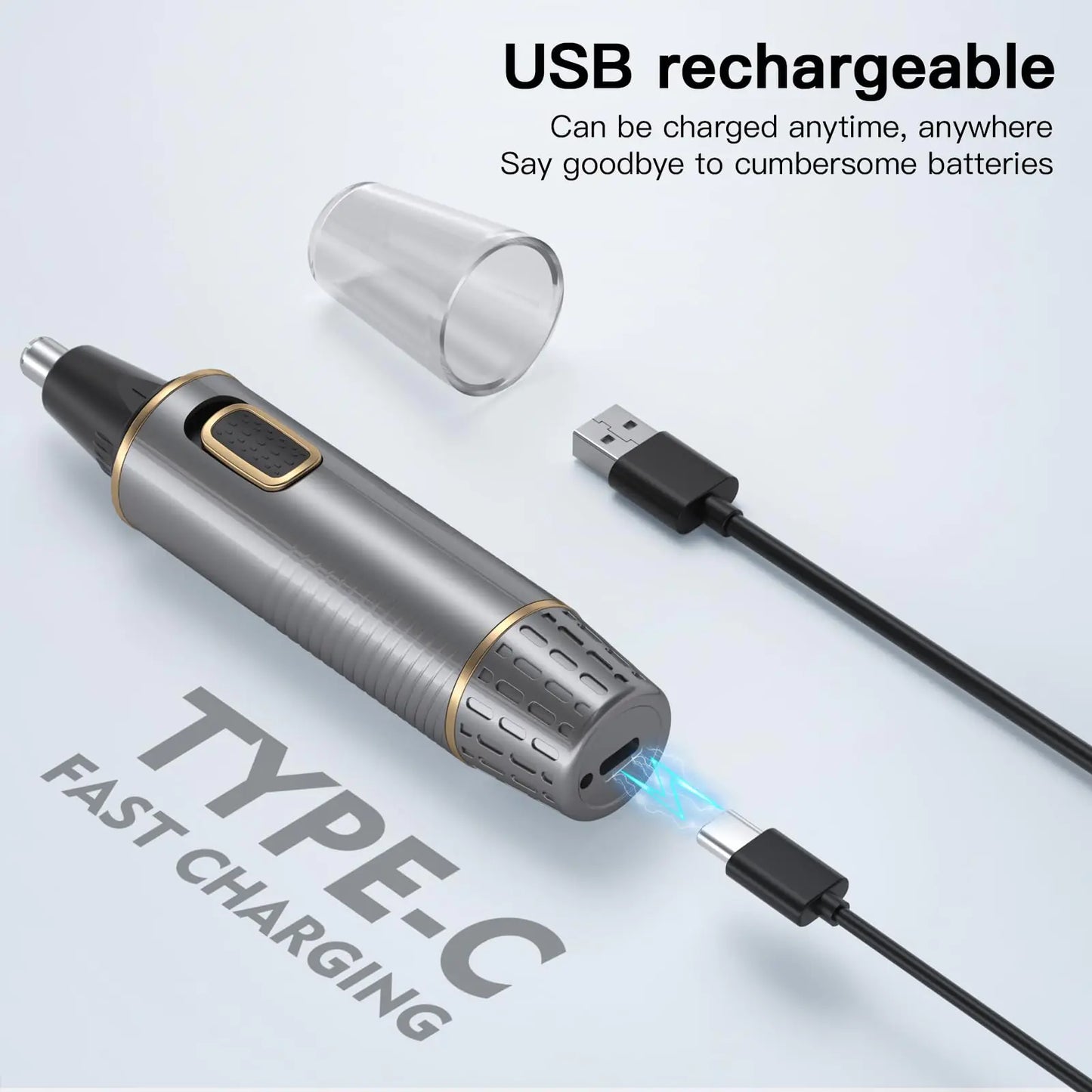 USB Rechargeable Nose & Ear Hair Trimmer – Waterproof Precision Groomer